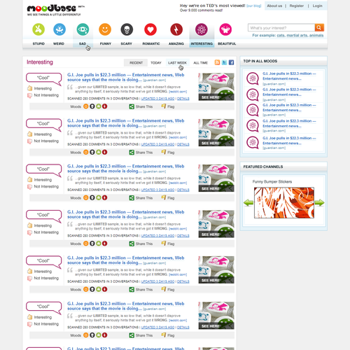 News website with the title 'MoodBase.com'