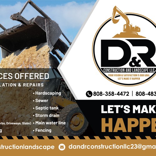 Concrete design with the title 'D&R construction Postcard'