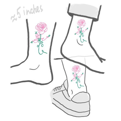 Vine design with the title 'Women ankle tattoo design (MOCKUP)'