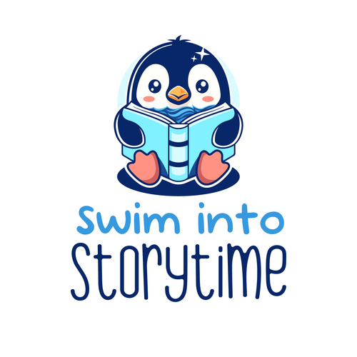 Swimming logo with the title 'Swim into Storytime'