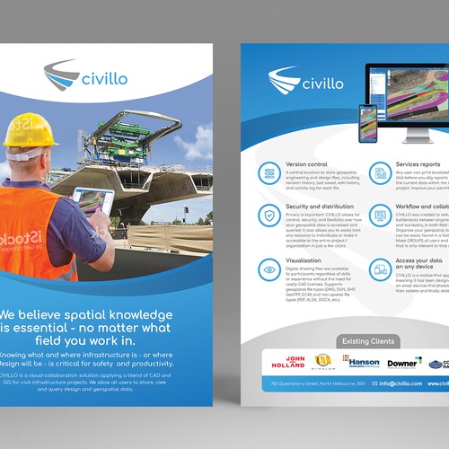 Whitespace design with the title 'Civillo - Technology Company with a construction application needs your help!'
