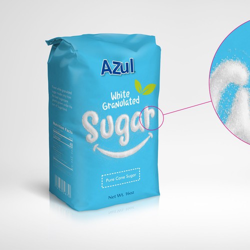 Fresh label with the title 'Modern sugar packaging, with 3 colors printing'