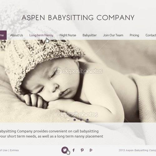 Children's website with the title 'Create a new and modern website for Aspen Babysitting Company'