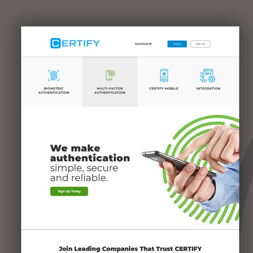 Site design with the title 'Website design for Certify'