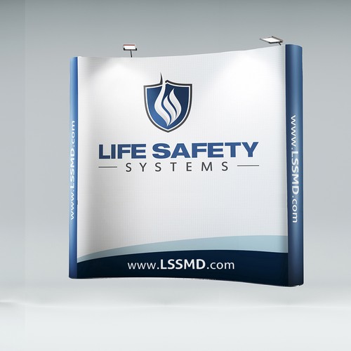 Exhibition design with the title 'Life Safety Trade Show booth'