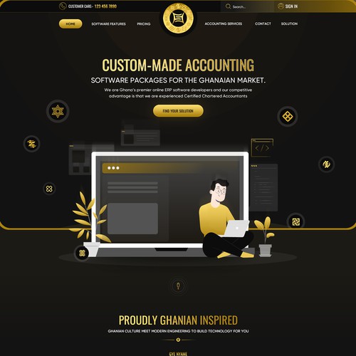 Accounting website with the title 'Black gold theme for software engineer website'