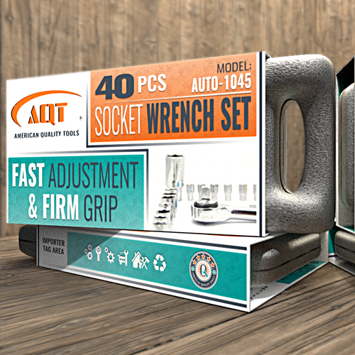 Set design with the title 'Product Packaging for Wrench Set'