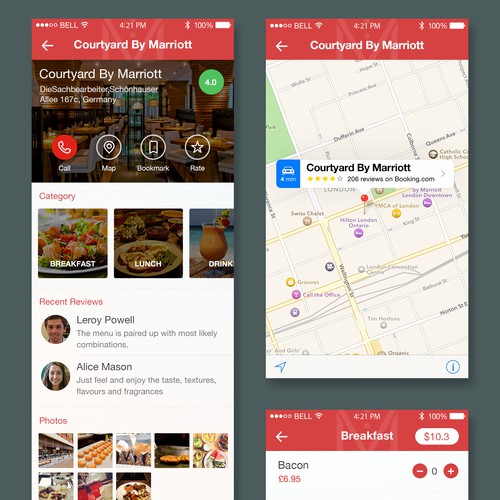 Profile design with the title 'Mobile App for Food & Drink'