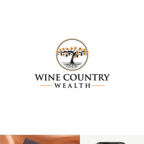 Gold tree logo with the title 'Wine Country Wealth'