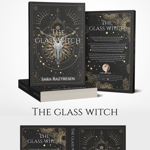 Witch book cover with the title 'Design a Dark Sorceress Themed Fantasy Book Cover:the glass witch'