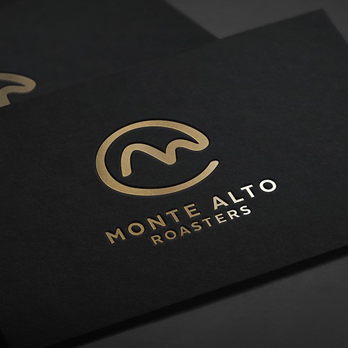 Gold brand with the title 'Logo for a coffee roaster.'