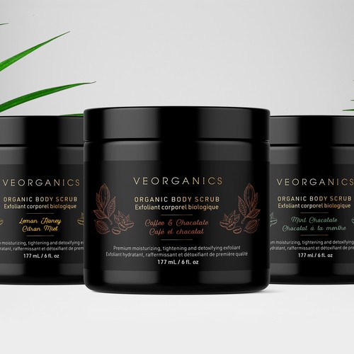 Chocolate label with the title 'Winning label design for an organic body scrub'