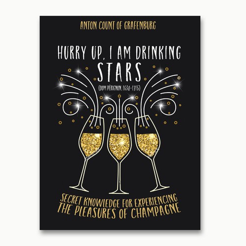 Drama book cover with the title 'Fun book concept for a book about champagne!'