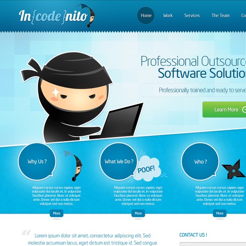 Fun website with the title 'Incodenito Inc needs a new website design'