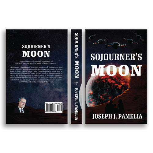 Outerspace design with the title 'Book Cover Design Concept for "Sojourner's Moon"'