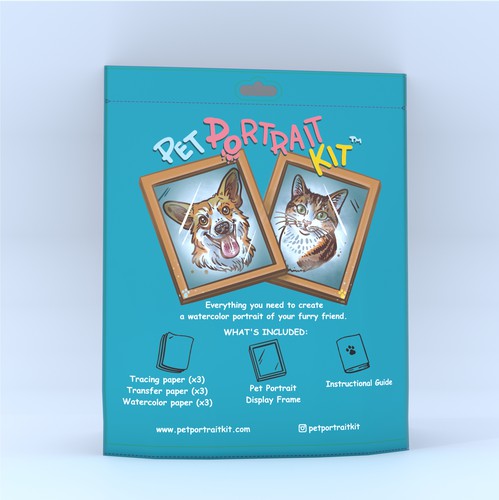 Animal packaging with the title 'Pet Portrait Kit'
