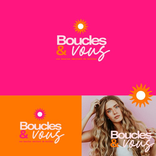 Girly logo with the title 'Logo Boucles&Vous | Salon de coiffure haut de gamme dédié aux cheveux texturés'