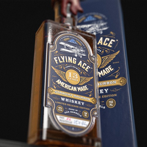 Alcohol design with the title 'Flying Ace Spirits'