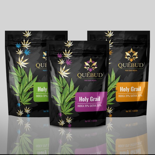 Cannabis packaging with the title 'Package design for a Cannabis concentrates company.'