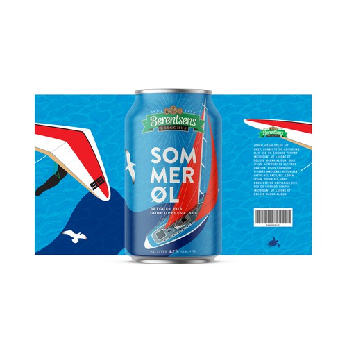 Beverage label with the title 'Concept for a Norwegian Summer Beer'