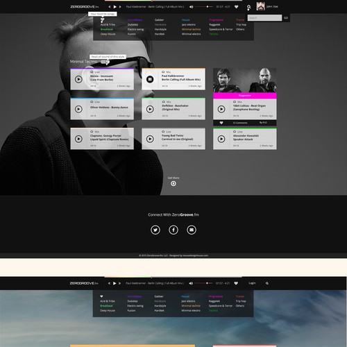 Electronic design with the title 'Minimalistic music blog/website'