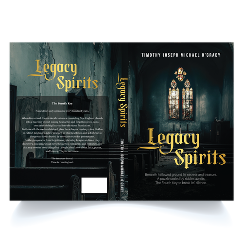 Church book cover with the title 'Book Cover Design Concept for "Legacy Spirits"'