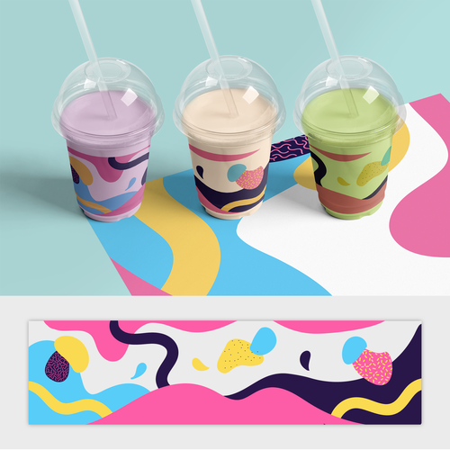 Memphis design with the title 'Bubble Milk Tea Universal Label'