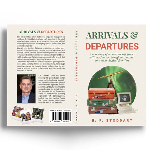 Design with the title 'Arrivals & Departures – Book Cover Design'