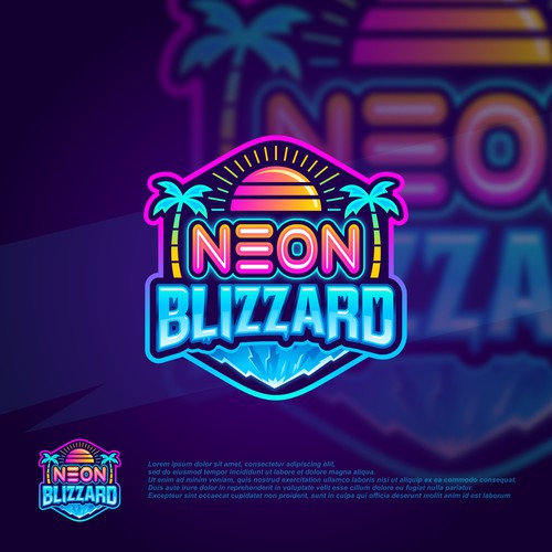 Christmas logo with the title 'Neon Blizzard'