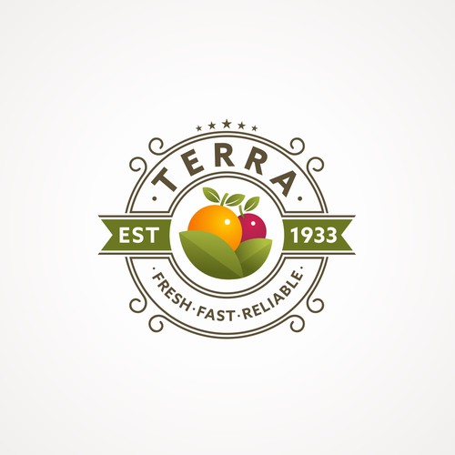 Fruit logo with the title 'terra'