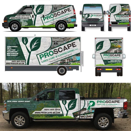 Decal design with the title 'PROSCAPE Car Wrap Design'
