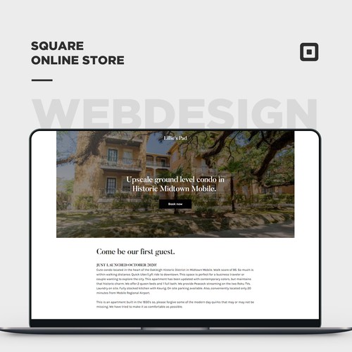 Apartment design with the title 'Square online store for a short term vacation rental'