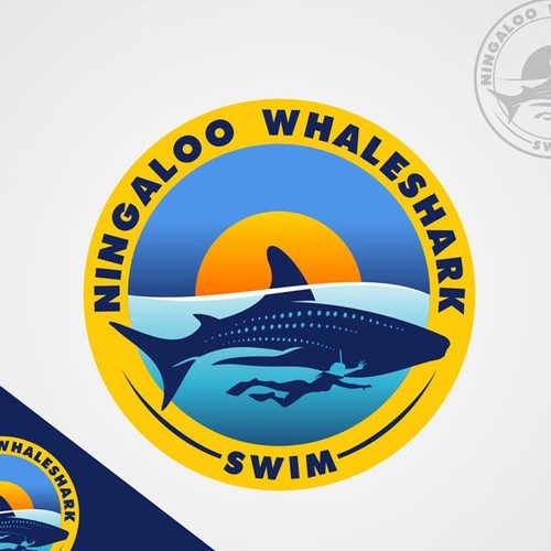 Whale logo with the title 'Ningaloo Whaleshark Swim'
