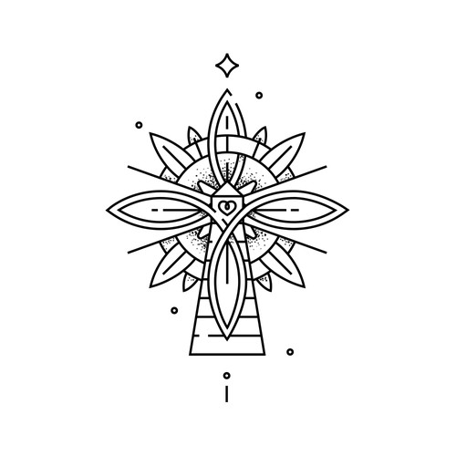 Compass rose design with the title 'Tattoo design'