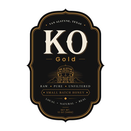 Print label with the title 'Local Raw Honey Label Design'