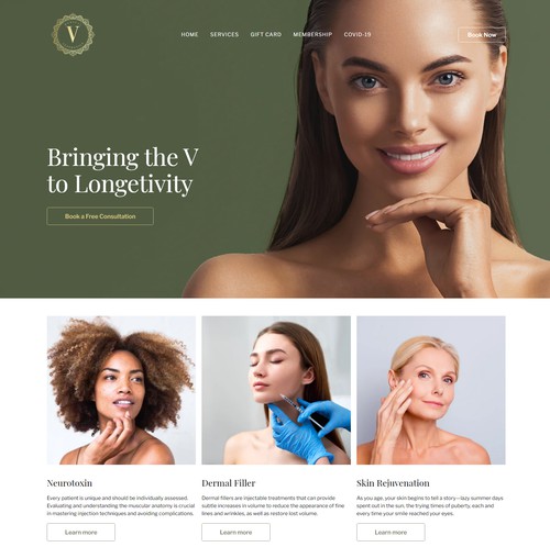 Shopify design with the title 'Sophisticated website for Medical Aesthetics provider'