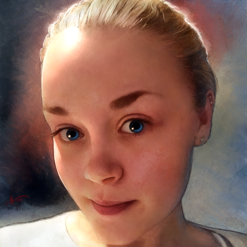 Light artwork with the title 'Portrait of a friend'