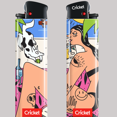 Fire artwork with the title 'Cricket lighters illustration'