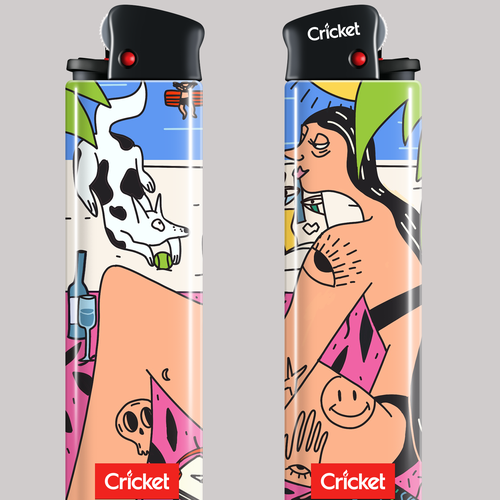 Cricket design with the title 'Cricket lighters illustration'