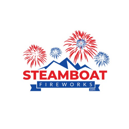 Discover logo with the title 'Steamboat Fireworks'