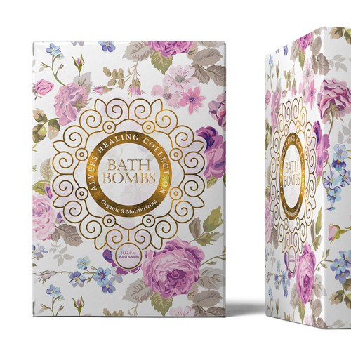 Bathroom design with the title 'Bath Bombs package design'