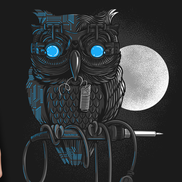 Owl t-shirt with the title ' BEST T-SHIRT DESIGN FOR HACKSTER.IO'