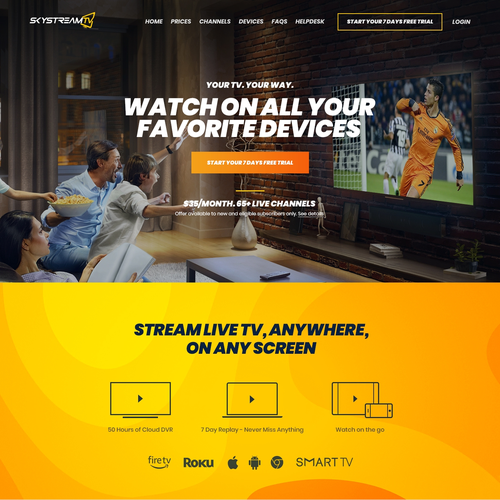 Black website with the title 'Live Stream Device & Web App'
