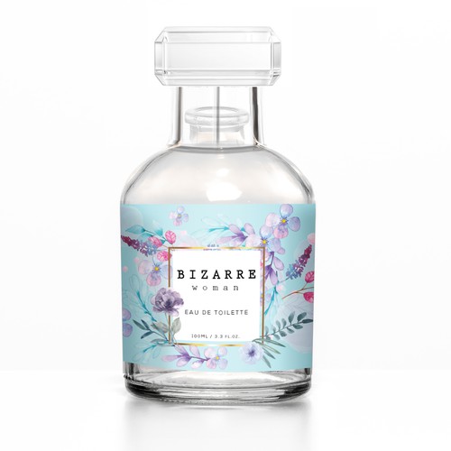 Flower label with the title ' Female Parfume Label Design '