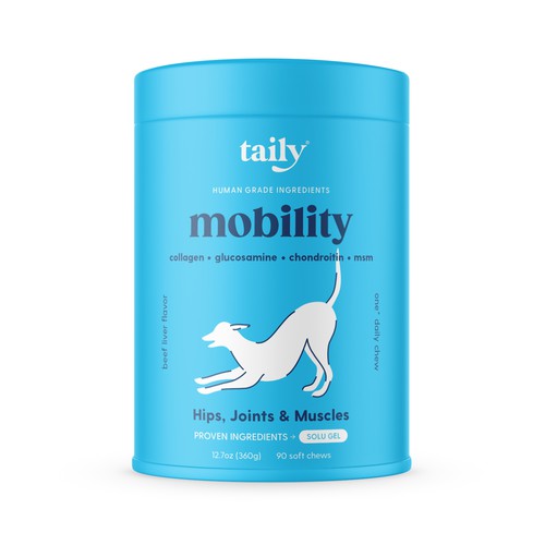 Fun label with the title 'Design a modern look on pet supplement labels'