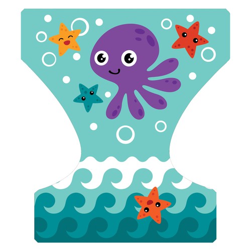 Textile design with the title 'Create a lovely BABY SWIMMING DIAPER for Alvababy'