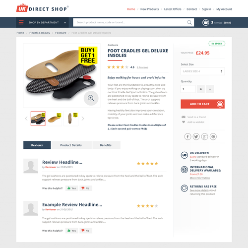 Red website with the title 'Logo and webdesign for online shop'