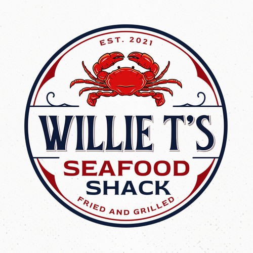 Crab logo with the title 'Traditional Southern Fish Shack Concept targeting Women 25 -49'