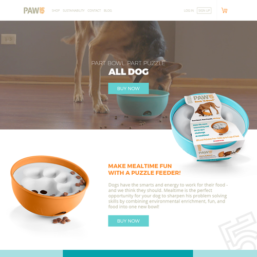 Dog website with the title 'Ecommerce Pet Homapage Design'