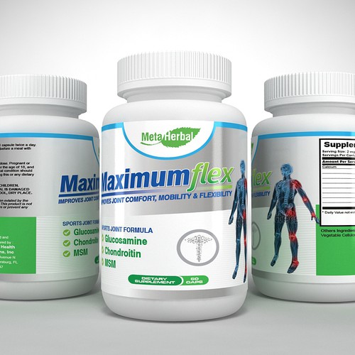 Flexible design with the title 'MaximumFlex product label'